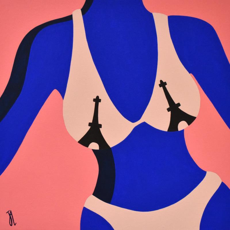 Gemälde Paris Plage von Julie-Anne | Gemälde Figurativ Akt Acryl