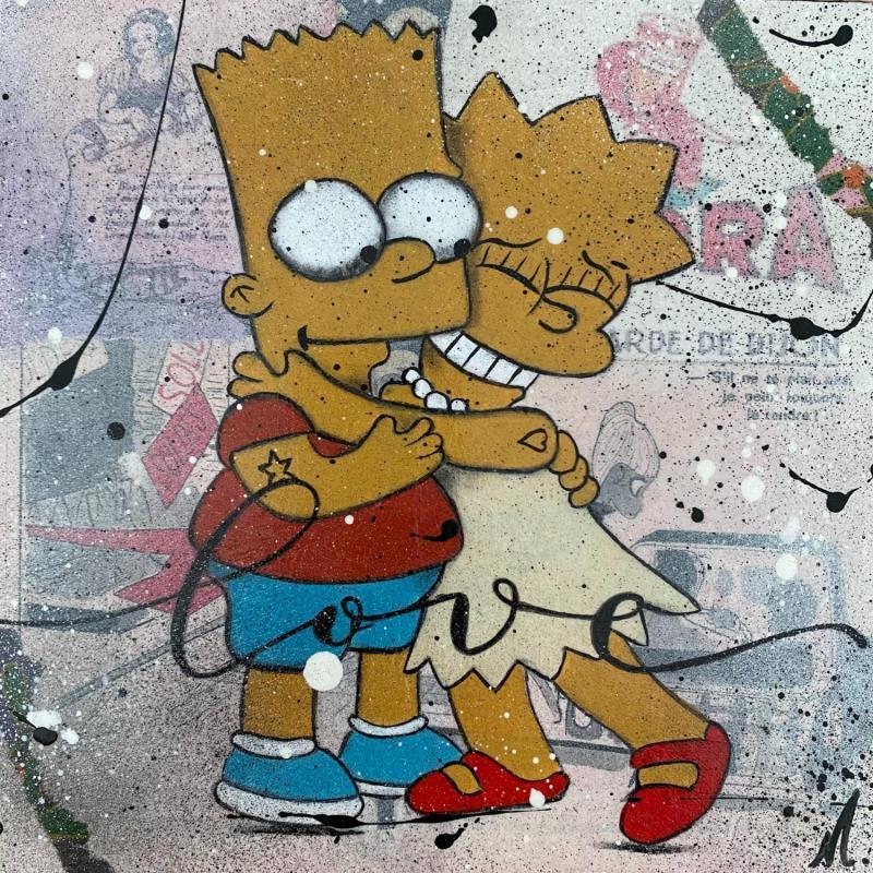 Painting Family Simpson by Marie G.  | Painting Pop-art Pop icons Wood Acrylic