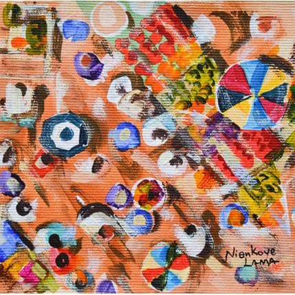 Peinture Place du marché par Lama Niankoye | Tableau Figuratif Acrylique Scènes de vie