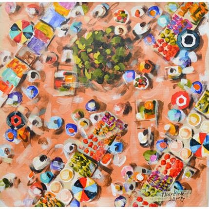 Peinture Place du marché 2 par Lama Niankoye | Tableau Figuratif Acrylique Scènes de vie