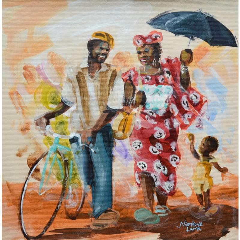 Peinture La balade par Lama Niankoye | Tableau Figuratif Scènes de vie Acrylique
