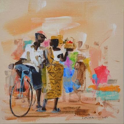 Painting Rencontre by Lama Niankoye | Painting Figurative Acrylic Life style