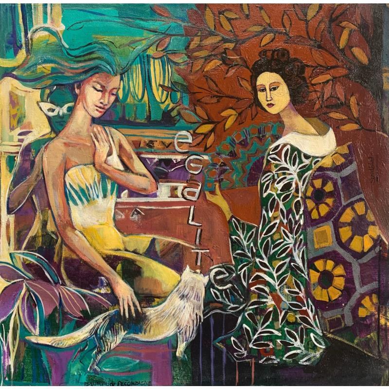 Painting Two women  by Machi x Silvina Sundblad | Painting Figurative Life style Oil