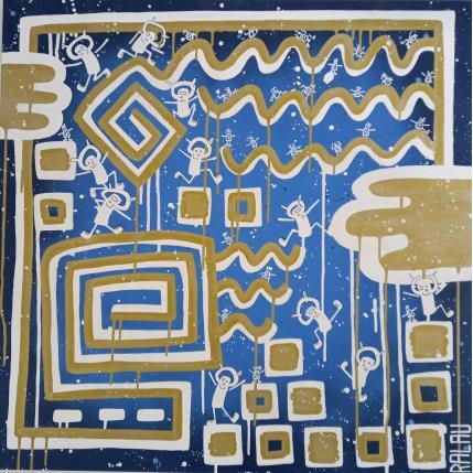 Peinture Hold up in space par Ralau | Tableau Pop-art Acrylique Scènes de vie