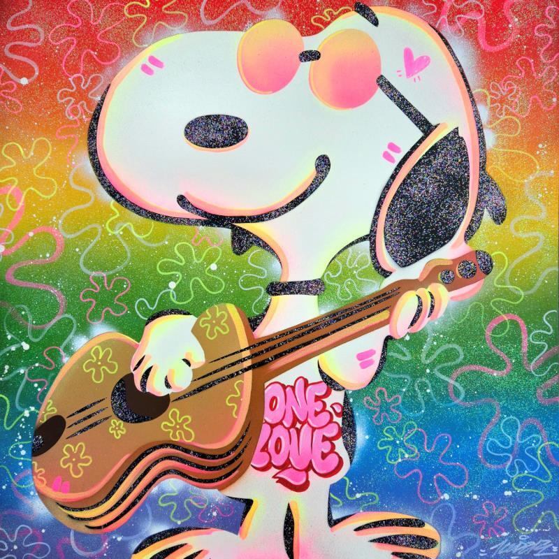 Painting snoopy peace and love by Lemoine Mael | Painting Pop-art Pop icons Graffiti Posca