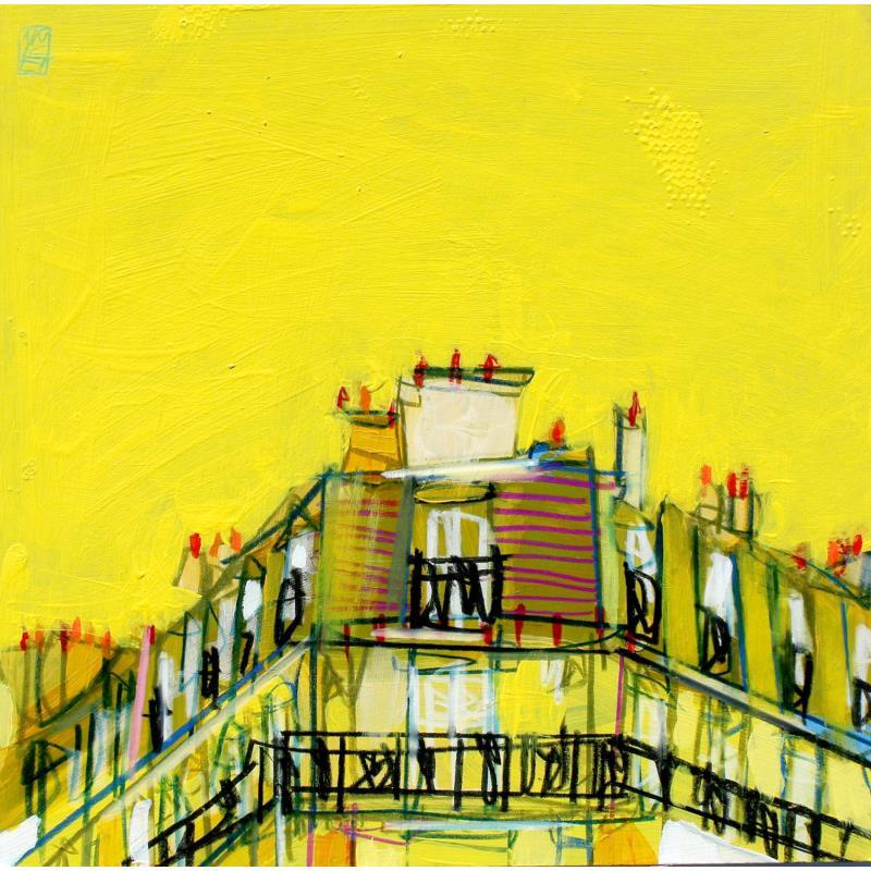 Peinture Derrière la fenêtre un puits de lumière par Anicet Olivier | Tableau Figuratif Urbain Acrylique