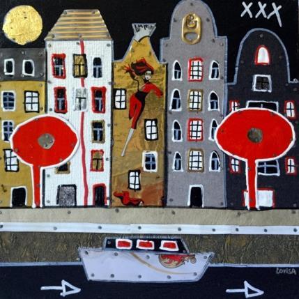 Peinture Red district 2 par Lovisa | Tableau Pop-art Bois Urbain