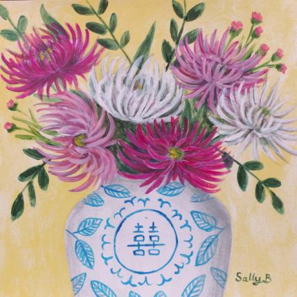 Painting Chrysanthème dans un vase chinoiserie by Sally B | Painting