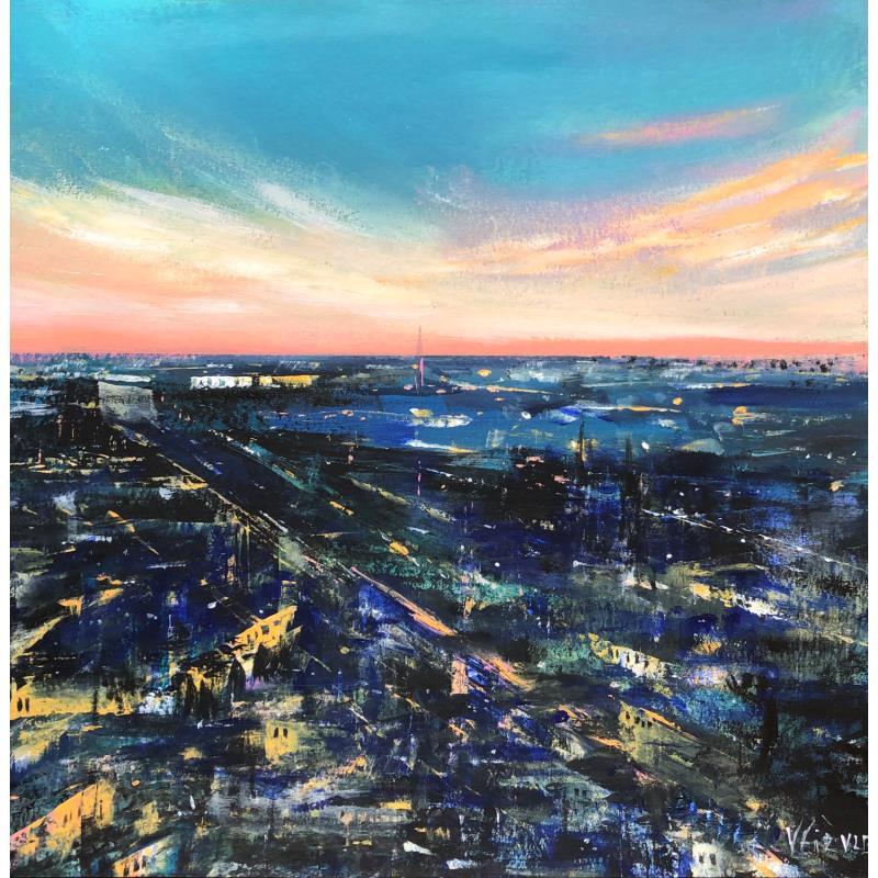 Peinture Bientôt la nuit par Fièvre Véronique | Tableau Figuratif Urbain Acrylique