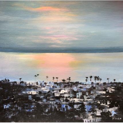 Painting Lueurs du soir sur la baie by Fièvre Véronique | Painting Figurative Acrylic Marine