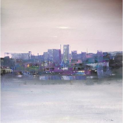 Peinture Vue sur. les docks par Fièvre Véronique | Tableau Figuratif Acrylique Urbain