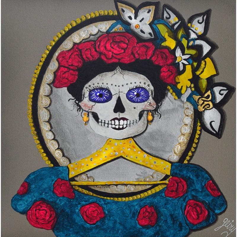 Painting Le miroir de Frida by Geiry | Painting Figurative Portrait Acrylic