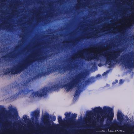 Painting Contre jour sur la forêt by Langeron Stéphane | Painting Subject matter Watercolor