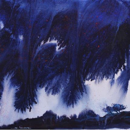 Painting Les deux arbres sur la crète by Langeron Stéphane | Painting Subject matter Watercolor