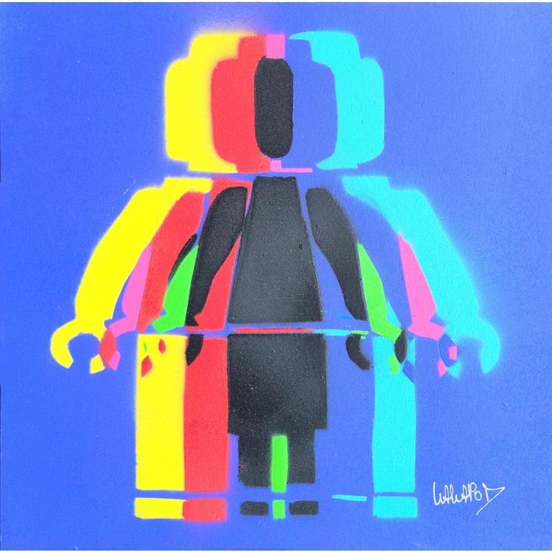 Peinture Multi Lego Bleu  par Wawapod | Tableau Pop-art Icones Pop Acrylique Posca