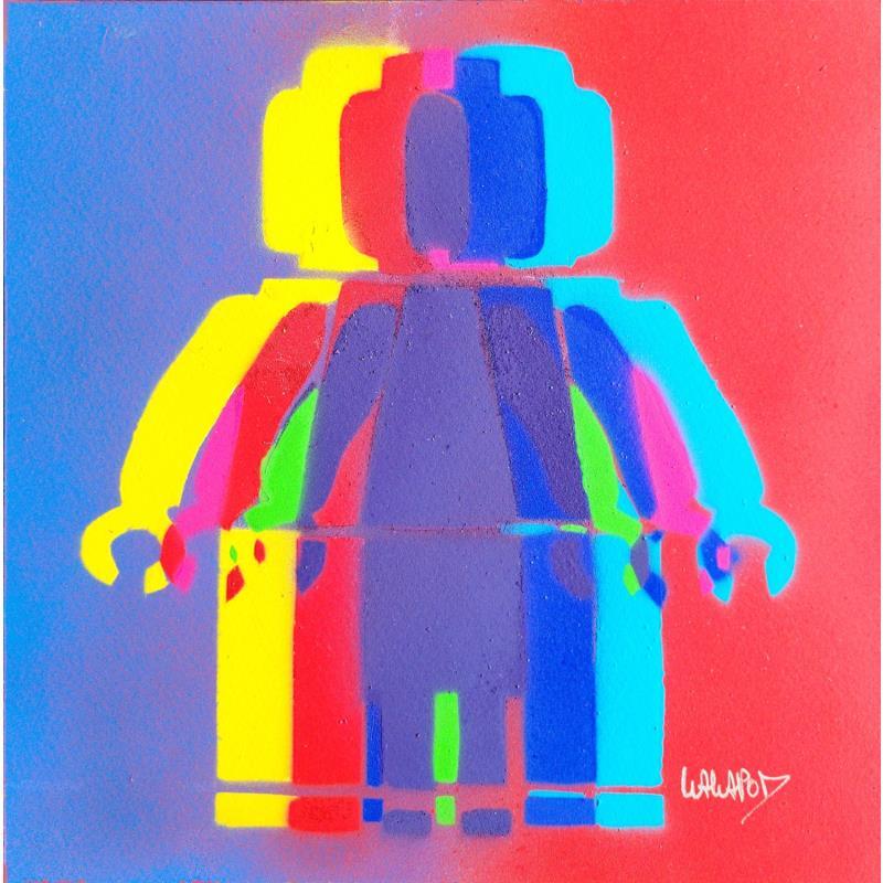 Painting Multi Lego Bleu Rouge by Wawapod | Painting Pop-art Pop icons Acrylic Posca