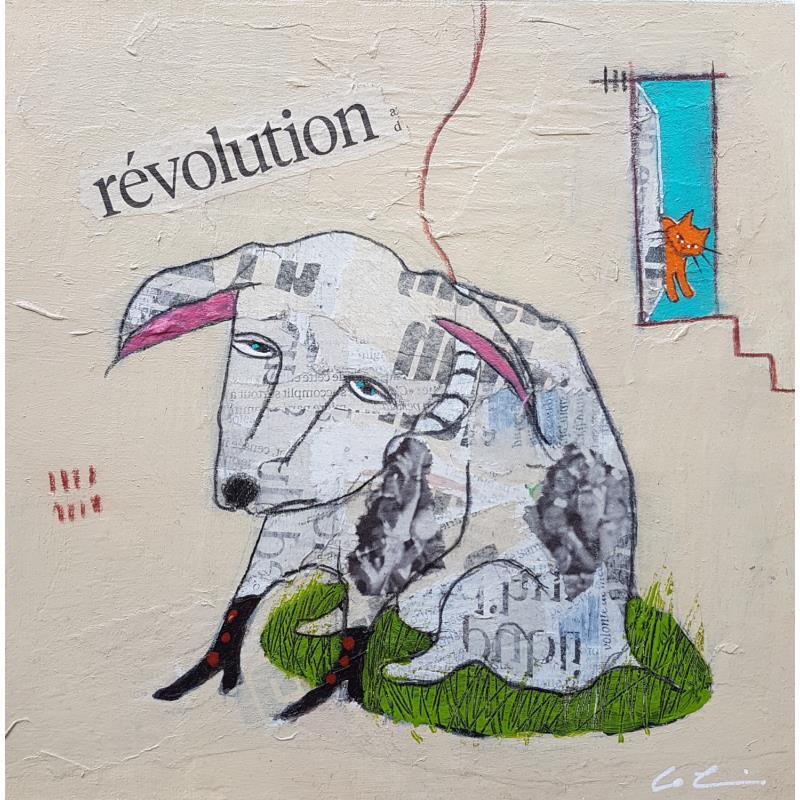 Gemälde Révolution #3 von Colin Sylvie | Gemälde Art brut Tiere Acryl Collage Pastell