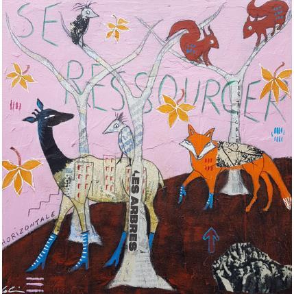 Peinture Se ressourcer par Colin Sylvie | Tableau Art Singulier Acrylique, Collage, Pastel Animaux