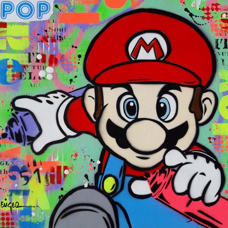 Painting SUPER GRAFFEUR by Euger Philippe | Painting Pop-art Pop icons Graffiti Cardboard Acrylic Gluing