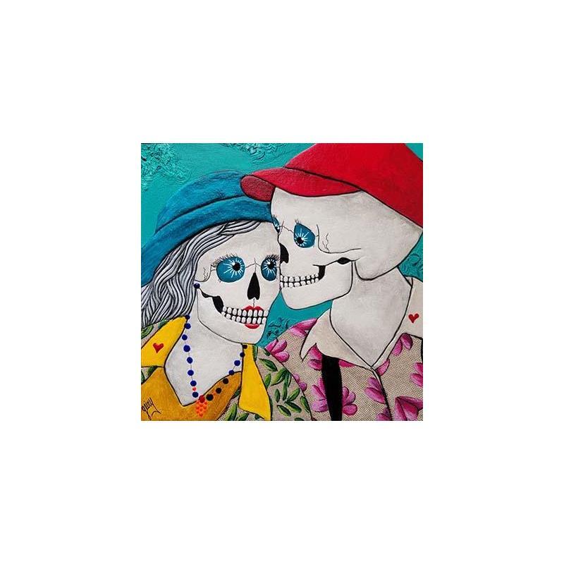 Peinture ETERNIDAD par Geiry | Tableau Figuratif Matiérisme Portraits Bois