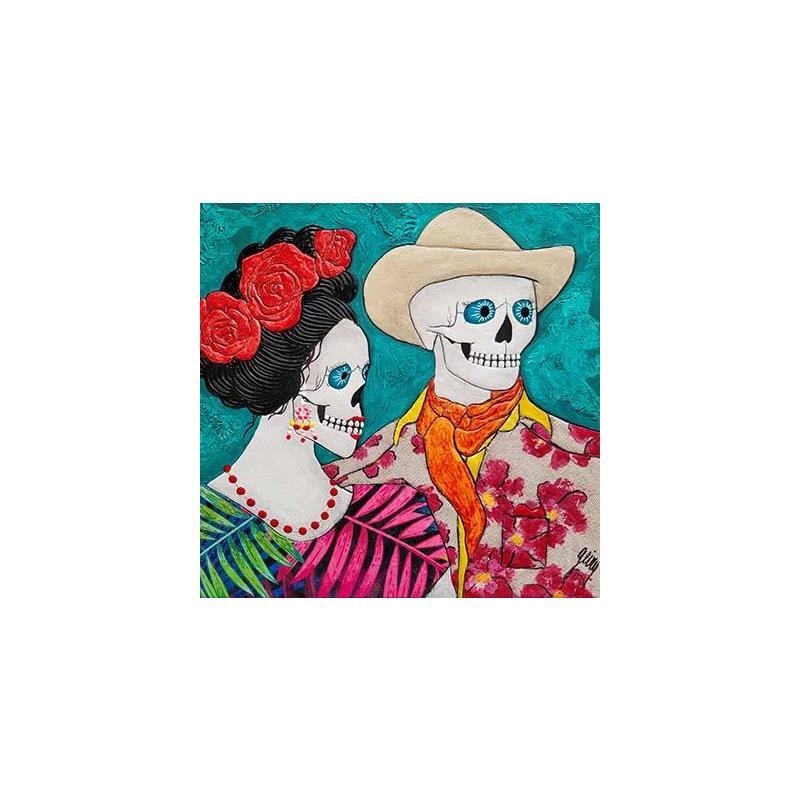 Pintura PASSION MEXICAINE por Geiry | Pintura Figurativo Tema Retrato Life style Madera