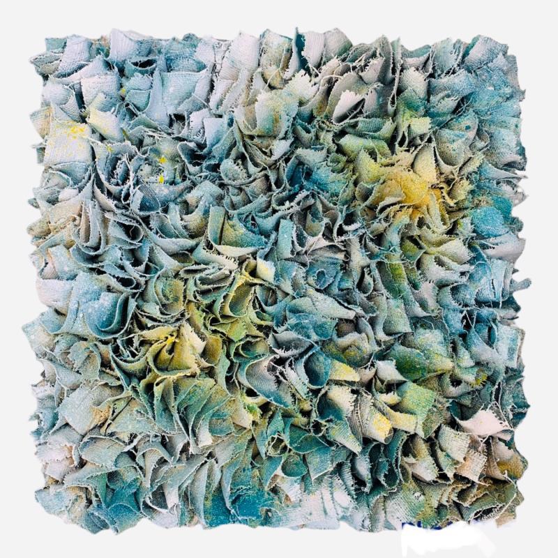 Painting Blowing on the clouds by Dalloz Julie | Painting Raw art Subject matter Graffiti Wood Textile Upcycling