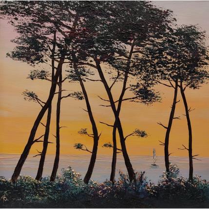 Pintura La danse des pins por Blandin Magali | Pintura Figurativo Aceite Paisajes