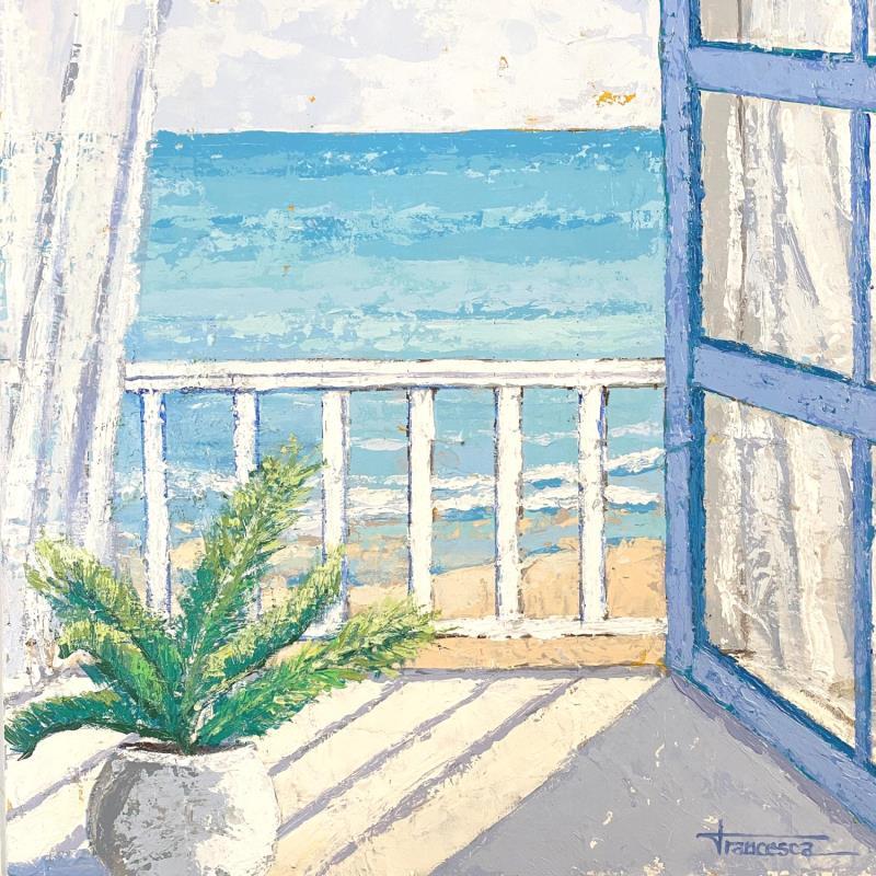 Painting Brisa del mediterràneo by Escobar Francesca | Painting Figurative Landscapes Marine Wood Acrylic