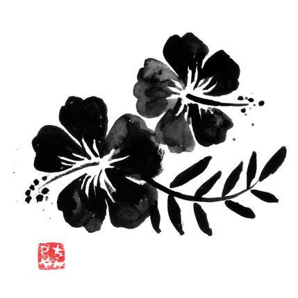 Painting Hibiscus by Péchane | Painting Figurative Ink Pop icons