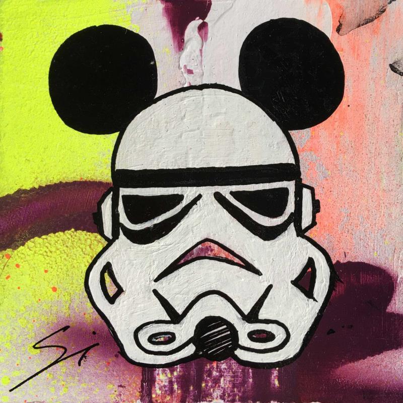 Gemälde WARRIOR MICKEY von Mestres Sergi | Gemälde Pop-Art Pop-Ikonen Graffiti Acryl