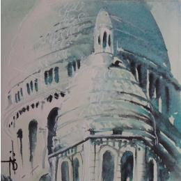 Painting La blancheur des dômes  by Abbatucci Violaine | Painting Figurative Watercolor