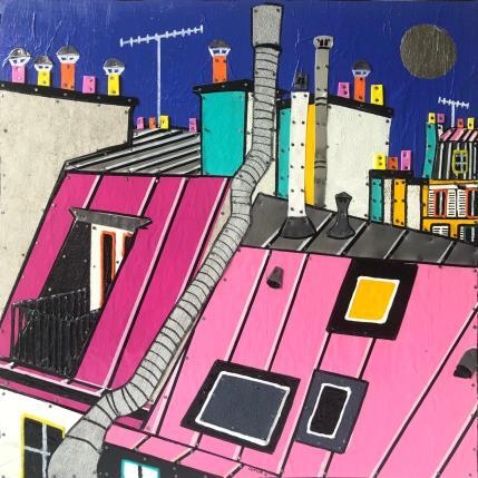 Painting Nuit d'été  by Lovisa | Painting Pop-art Wood