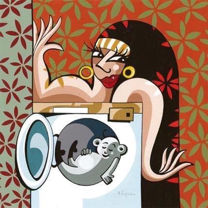 Painting Confort moderne by Lopez Alfredo | Painting Figurative Acrylic Life style