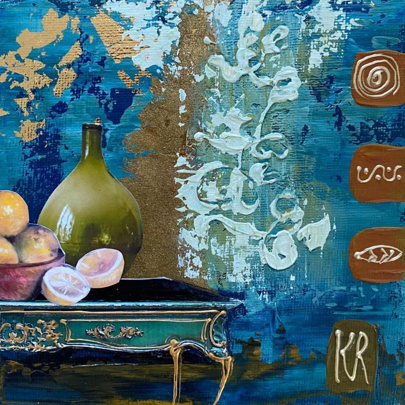 Painting Bleu by Romanelli Karine | Painting Figurative Still-life Gluing