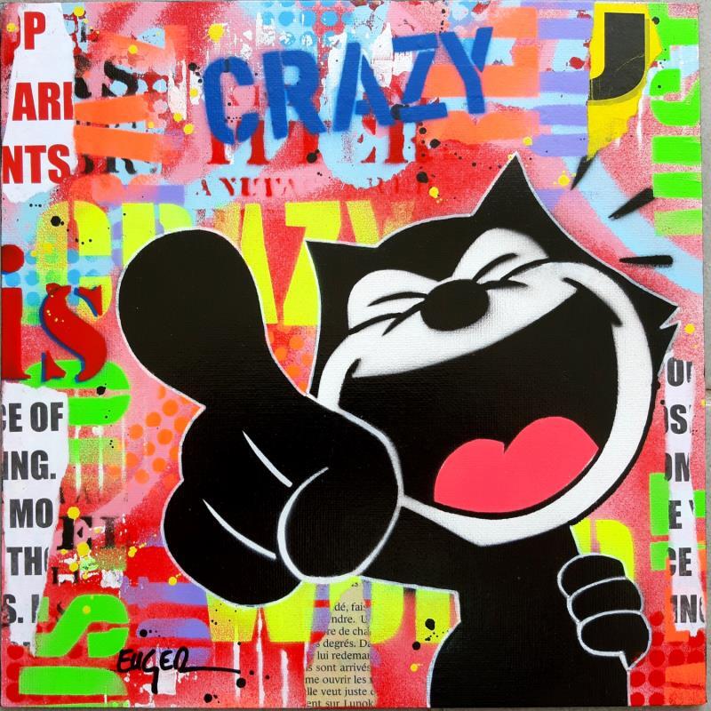 Painting CRAZY CAT by Euger Philippe | Painting Pop-art Pop icons Graffiti Acrylic Gluing