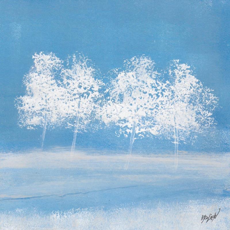 Painting Aussi grands que le ciel by Escolier Odile | Painting Figurative Landscapes Pop icons Cardboard Acrylic Sand