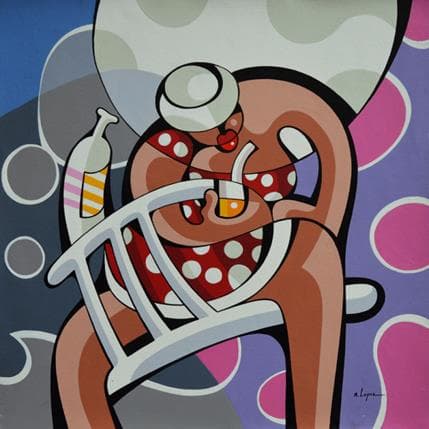 Painting Le soleil de Sainte Maxime by Lopez Alfredo | Painting Figurative Acrylic Life style