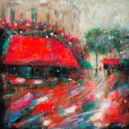 Peinture Café Parnasse  par Solveiga | Tableau Figuratif Acrylique scènes de vie, Urbain