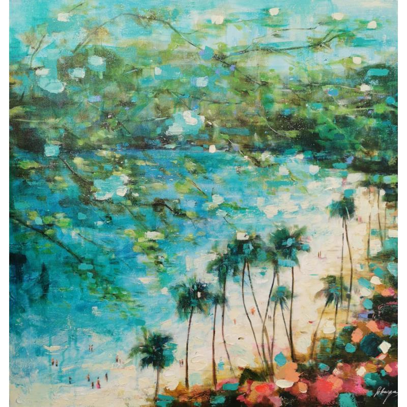 Peinture Anse des Rochers par Solveiga | Tableau Figuratif Acrylique