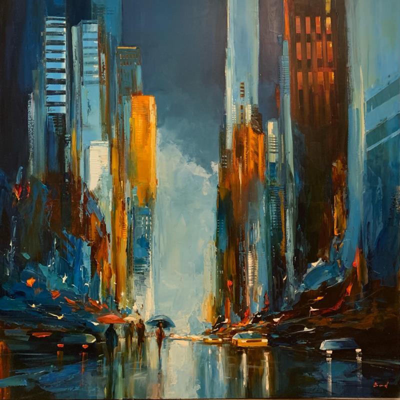 Peinture The smell of rain par Bond Tetiana | Tableau Figuratif Urbain Huile