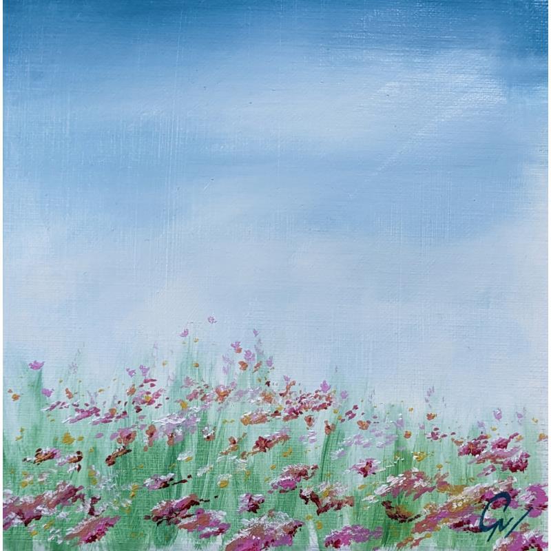 Painting Champ de fleurs by Pressac Clémence | Painting Figurative Oil