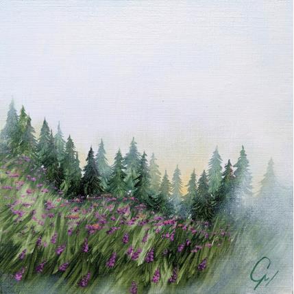 Painting Couché de soleil du printemps by Pressac Clémence | Painting Figurative Oil Landscapes