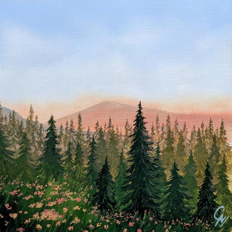 Painting Lumière du soleil by Pressac Clémence | Painting Figurative Landscapes Oil