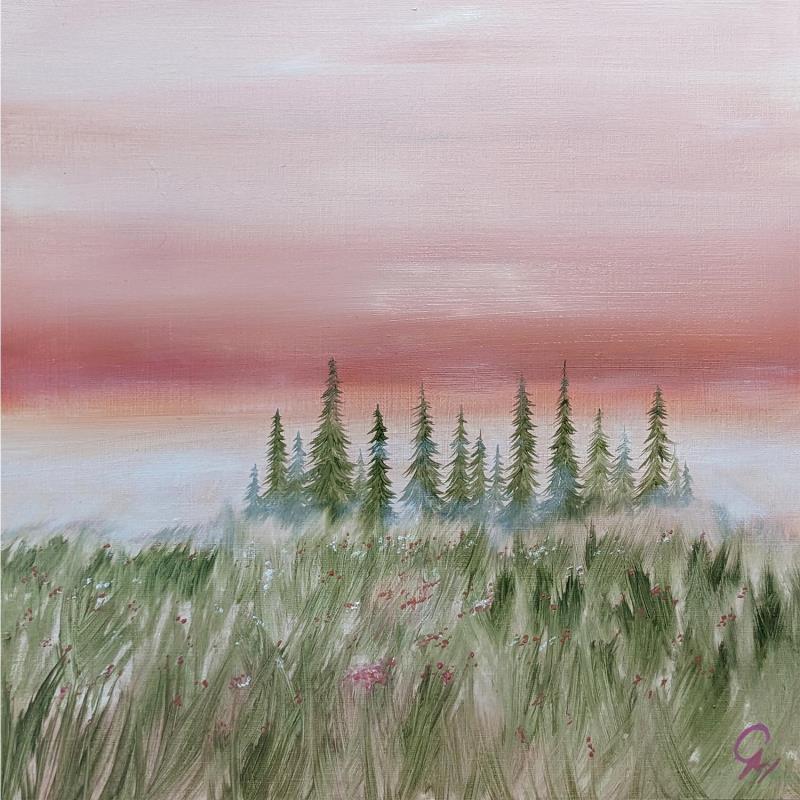 Peinture Lumière rose par Pressac Clémence | Tableau Figuratif Paysages Huile