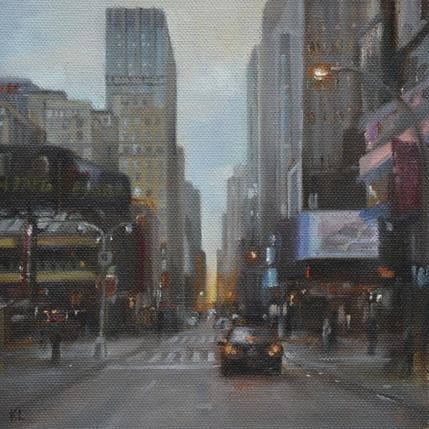 Painting Sundown in NYC by Lokotska Katie | Painting Figurative Oil Urban