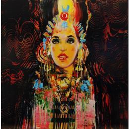 Painting Princesse Inca by Vieux Thierry | Painting Figurative Acrylic Portrait
