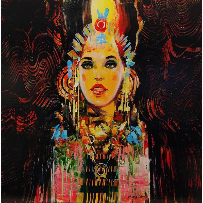 Painting Princesse Inca by Vieux Thierry | Painting Figurative Portrait Acrylic