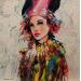 Painting Reine des Couleurs by Vieux Thierry | Painting Figurative Portrait Acrylic