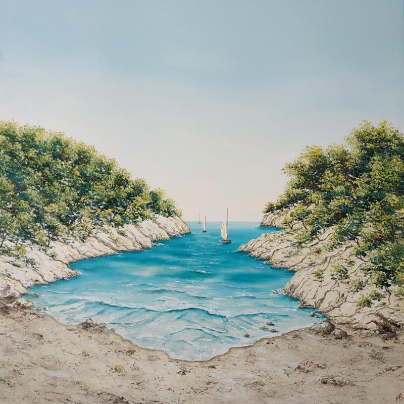 Painting Calanque de Port pin, Cassis by Blandin Magali | Painting Figurative Landscapes Oil