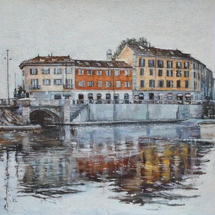 Painting Navigli by Lokotska Katie | Painting Figurative Oil Urban